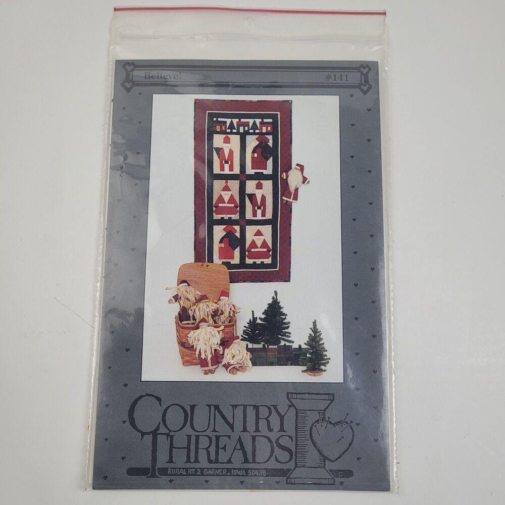 Country Threads "BELIEVE #141" SANTA WALL QUILT & DOLL PATTERN